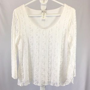 Nicola | White Lace Bell-Sleeve Shirt